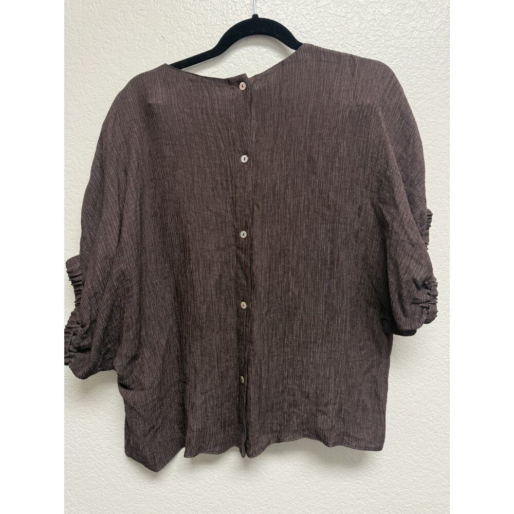NWT Mellowday Brown Top Blouse Button Up Backside Career - Dressy Size CL - Picture 7 of 9